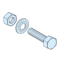 LOT 20 BOULONS (VIS+ECROU+RONDELLE CONTACT) M8X25