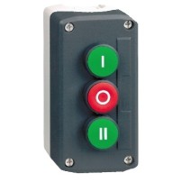 BOITE AVEC 3 BOUTONS  VERT/ROUGE/VERT 1O 2F
