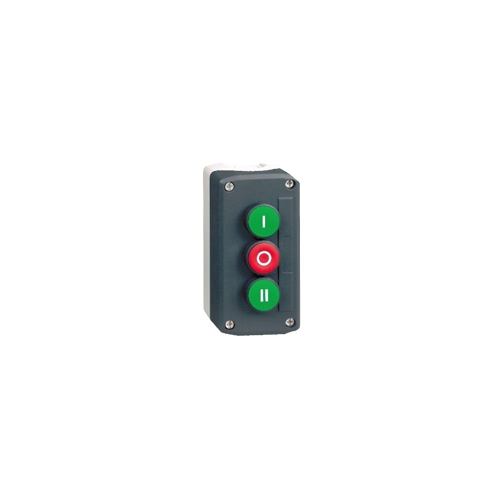 BOITE AVEC 3 BOUTONS VERT/ROUGE/VERT 1O 2F BOITE AVEC 3 BOUTONS VERT/ROUGE/VERT 1O 2F