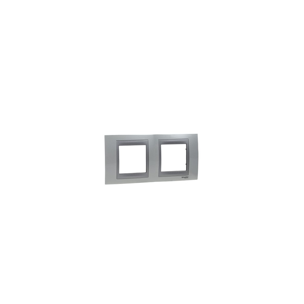 PLAQUE 2 POSTE BLANC TECHNO ALU
