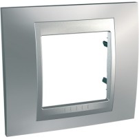 PLAQUE 1 POSTE P/PRISE -INTER  CHROME SATINE ALU UNICA