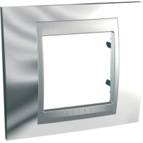 PLAQUE 1 POSTE CHROME BRILLANT ALU