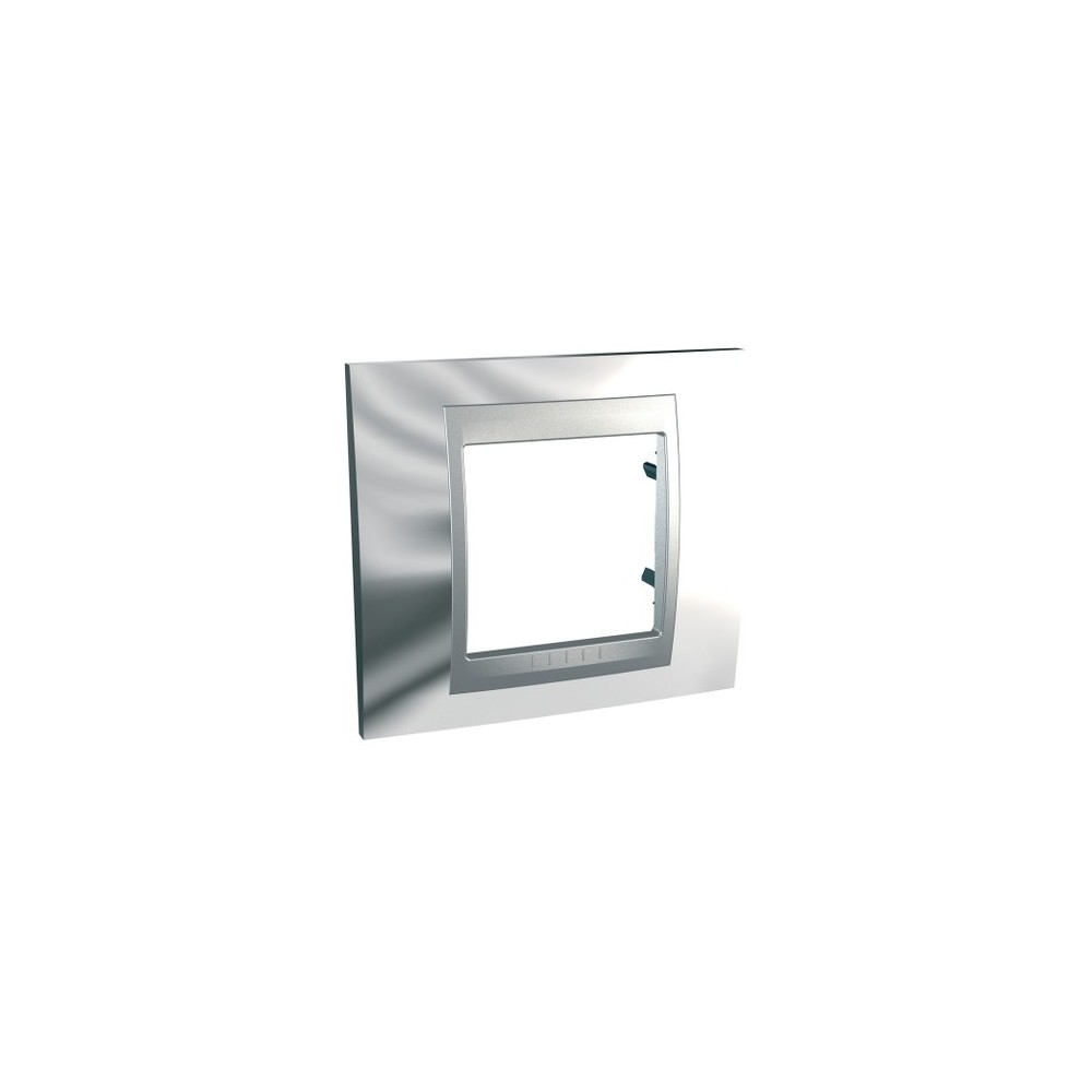 PLAQUE 1 POSTE CHROME BRILLANT ALU