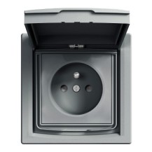 PRISE 2P+T AVEC CLAPETS ET VOLETS ACIER