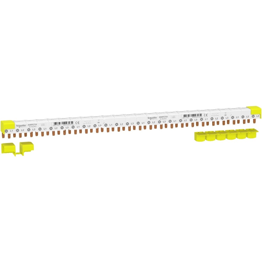 jeu de barres peigne, Acti9, 3P+N équilibré, pas de 9 mm, 12 modules, 80 A