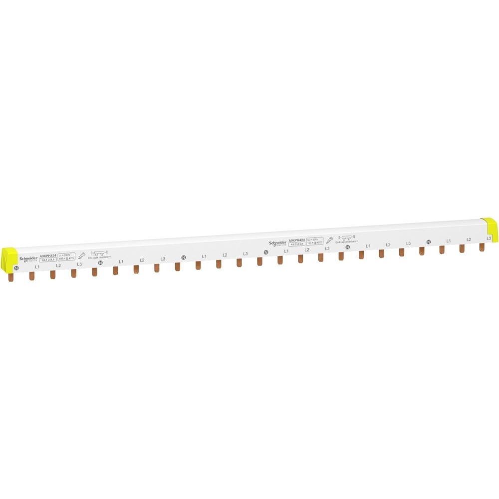 Acti9 - jeu de barres peigne - 3L+N - pas 18 mm - 12 modules - 100 A