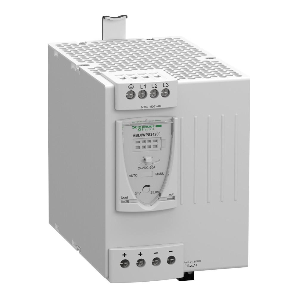 Alimentation à interrupteur régulée, alimentation modicon, 1 ou 2 phases, 100 à 500V, 24V, 5A