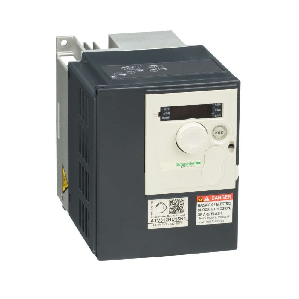 Variateur de vitesse, ATV312, 0,75 kW, 1 CV, 323..550 V, alimentation triphasée, 2,3 A, CANopen, Modbus