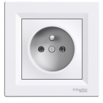 Asfora - Bouton poussoir 1 pôle - 10 A sans vis, voyant de localisation, symbole lumineux, blanc