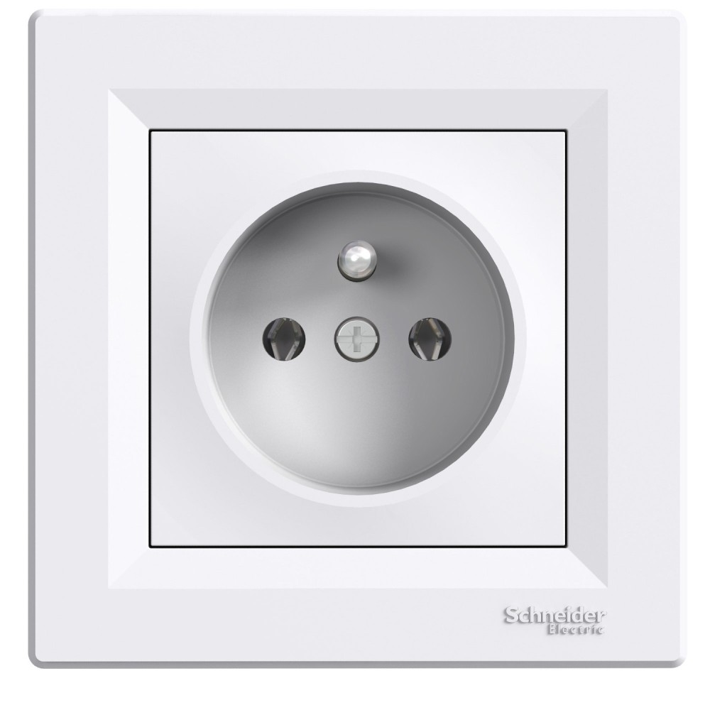 Asfora - Bouton poussoir 1 pôle - 10 A sans vis, voyant de localisation, symbole lumineux, blanc