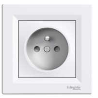 Asfora - Prise simple avec broche de terre - 16A blanc