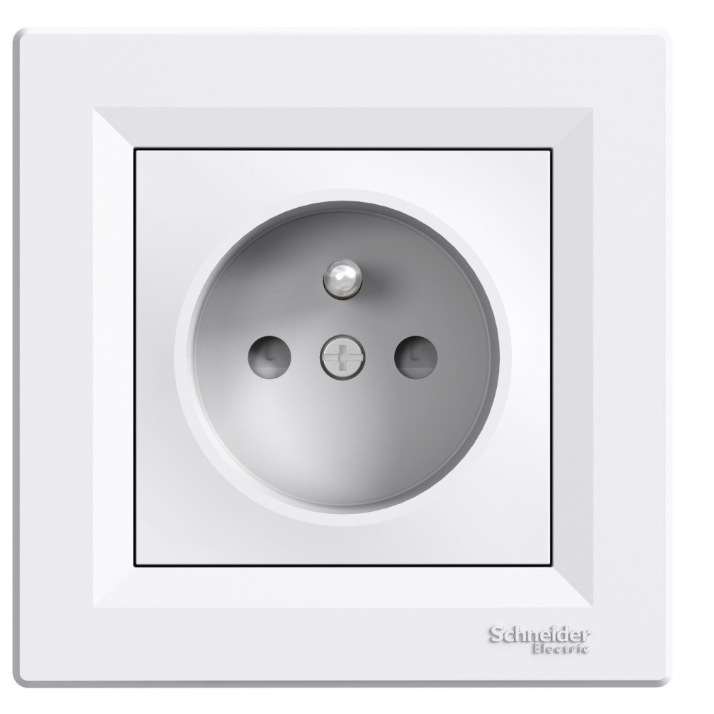 Asfora - Prise simple avec broche de terre - 16A blanc