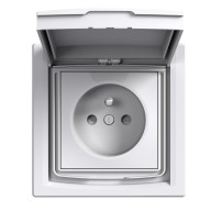 Asfora - prise simple avec broche terre - volets 16A blanc
