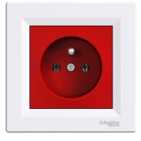 Asfora - Prise simple avec broche de terre - Couvercle 16A, volets IP44 blanc