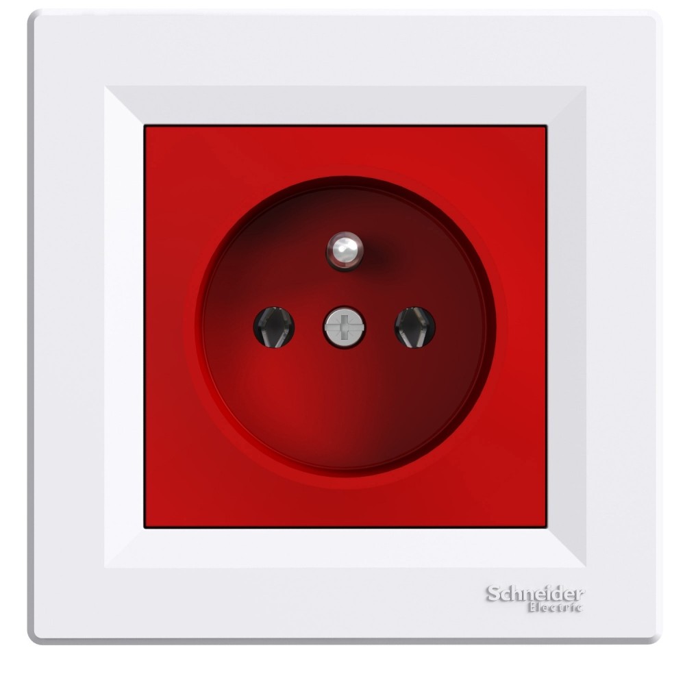 Asfora - Prise simple avec broche de terre - Couvercle 16A, volets IP44 blanc