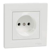 Asfora - prise simple avec broche de terre - 16A blanc/rouge