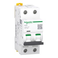 Disjoncteur miniature (MCB), Acti9 iC60N, 2P, 16A, courbe C, 6000A (IEC/EN 60898-1), 10kA (IEC/EN 60947-2)