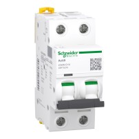Disjoncteur miniature (MCB), Acti9 iC60N, 2P, 6A, courbe D, 6000A (IEC/EN 60898-1), 10kA (IEC/EN 60947-2)
