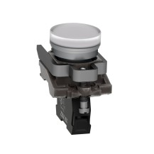 Lampe témoin, Harmony XB4, métal, blanc, 22mm, lentille simple avec ampoule BA9s, 230...240V AC