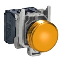 Lampe témoin, Harmony XB4, métal, rouge, 22 mm, LED universelle, lentille simple, 230...240 V AC