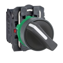 Sélecteur, Harmony XB5, plastique noir, 22mm, 2 positions, reste en place, 1NO