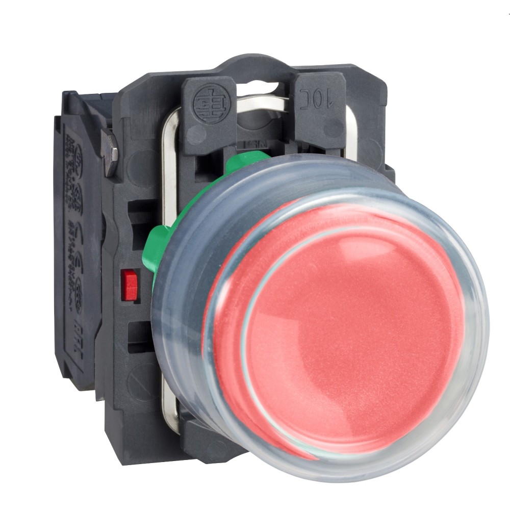 Bouton-poussoir, Harmony XB5, plastique, saillant, vert, 22mm, rappel par ressort, gainé, non marqué, 1NO